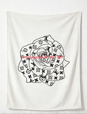 LV Monogram Rose Flannel Throw Blanket 335